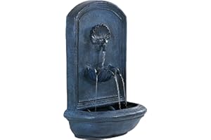 Sunnydaze Seaside 27-Inch Outdoor Wall Fountain - Outdoor Water Fountain for Garden, Patio, and Balcony - Lead Finish