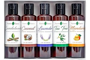 POSITIVE ESSENCE Massage Oil for Massage Therapy – Relaxing Massage Oil Kit, Pure Essential Oils for Skin Care, Jojoba, Sweet Almond, Vitamin E – Body Oil Massage Set