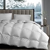 Hotel Grand White Goose Down Fiber Comforter King Size - Luxury Hotel Collection Comforter Lightweight King Duvet Insert - 2.5cm Breathable Panel for Summer and Hot Sleeper, 106" x 90"