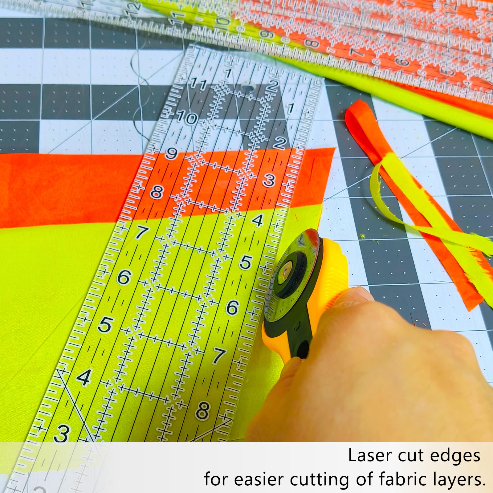 Sewing Ruler,5 Piece Quilting Rulers,3 x17 Inch,1.5 x17 Inch,3 x12 Inch,1.5 x10 Inch,1 x6 Inch,Acrylic Ruler,Cutting Ruler with Non-Slip Rings (Black and White)