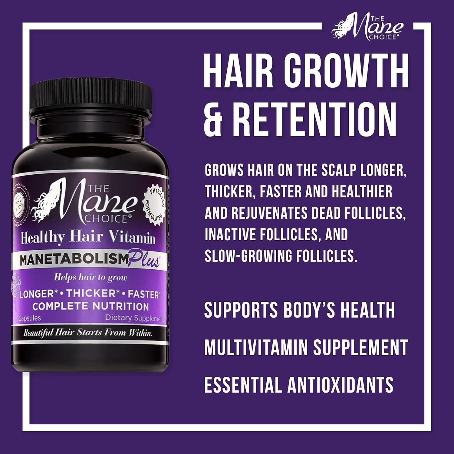 The Mane Choice Manetabolism Plus Healthy Hair Growth Vitamins 60 Capsules