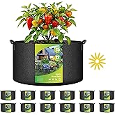 Simple Deluxe 12 Pack 15 Gallon Grow Bags, 300G Vegetable/Flower/Plant Fabric Pots with Handles, Heavy Duty Thickened Nonwoven Planting Bag with 12 Pcs Plant Labels