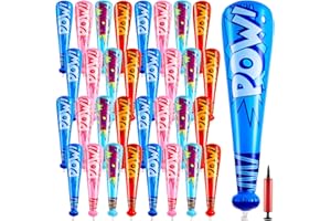 Seematn 32 Pcs Pow Inflatable Baseball Bats 17 Inch Inflatable Blow up Bats for Kids Carnival Game Prizes Bulk Baseball Party Favors Carnival Hero Sports Prizes (Blue,Dark Blue,Pink,Red)