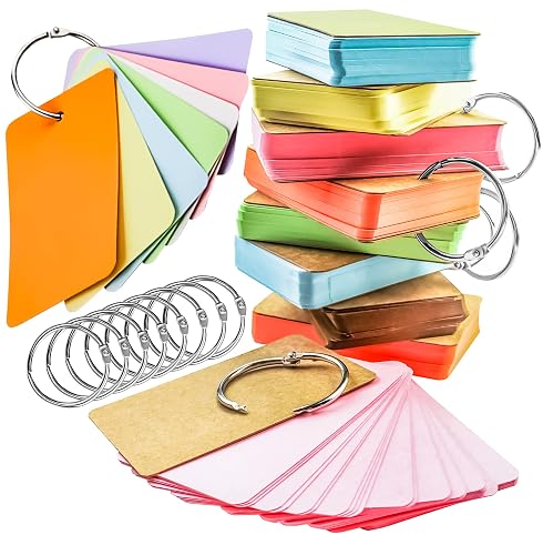 MotBach 400 Pcs Flash Cards 2x3 Inch Index Cards with Ring Lined Note ...
