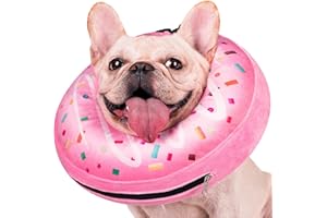 Didopet Inflatable Dog Pillow Cone Collar After Surgery, Donut Soft Neck Cone for Pug Dachshund Medium Dogs, etc, Recovery E Collar to Stop Licking Pink