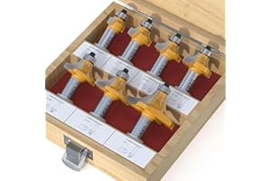 XDENGP 7 Pc Roundover Router Bit Set - 1/2 Shank, Round Over Bits for Edging, Forming, Rounding Woodworking - Radius: 1/8", 1/4", 5/16", 3/8", 7/16", 1/2", 3/4"