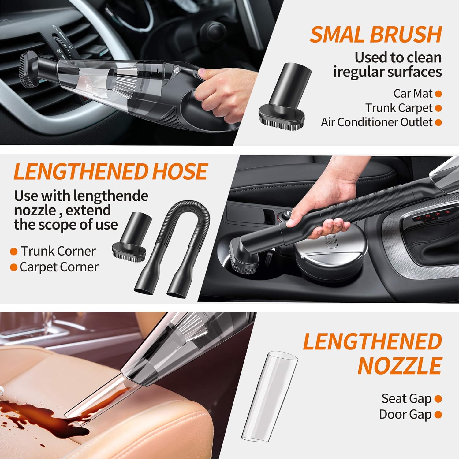 Topwolf Handheld Vacuum, Vacuum Hand held, Cordless Vacuum, Car Vacuum, Hand Vacuum, Hand held Vacuum Cordless, Dust Busters Cordless Rechargeable, Wet Dry Vacuum, Portable Vacuum Cleaner for Car/Pet/Home -