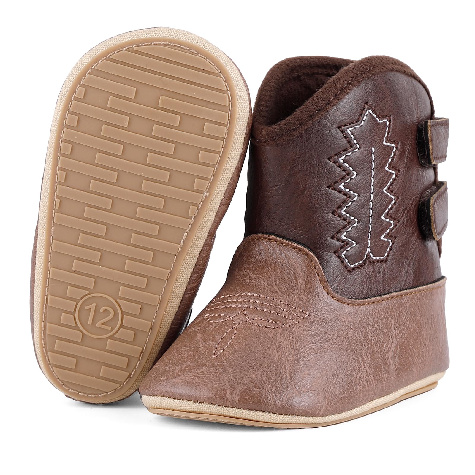 MK MATT KEELY Leather Western Boots Cowboy Bootie Soft Sole Non-Slip Crib Shoes for Baby Infant Toddler Girls Boys Newborn