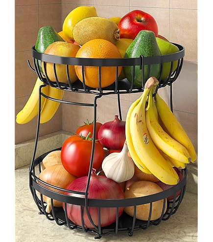 Cesto Portafrutta In Filo Metallico, Portafrutta A 3 Ripiani In Ferro Per Cucina Contenitore Per Verdure~p124691814