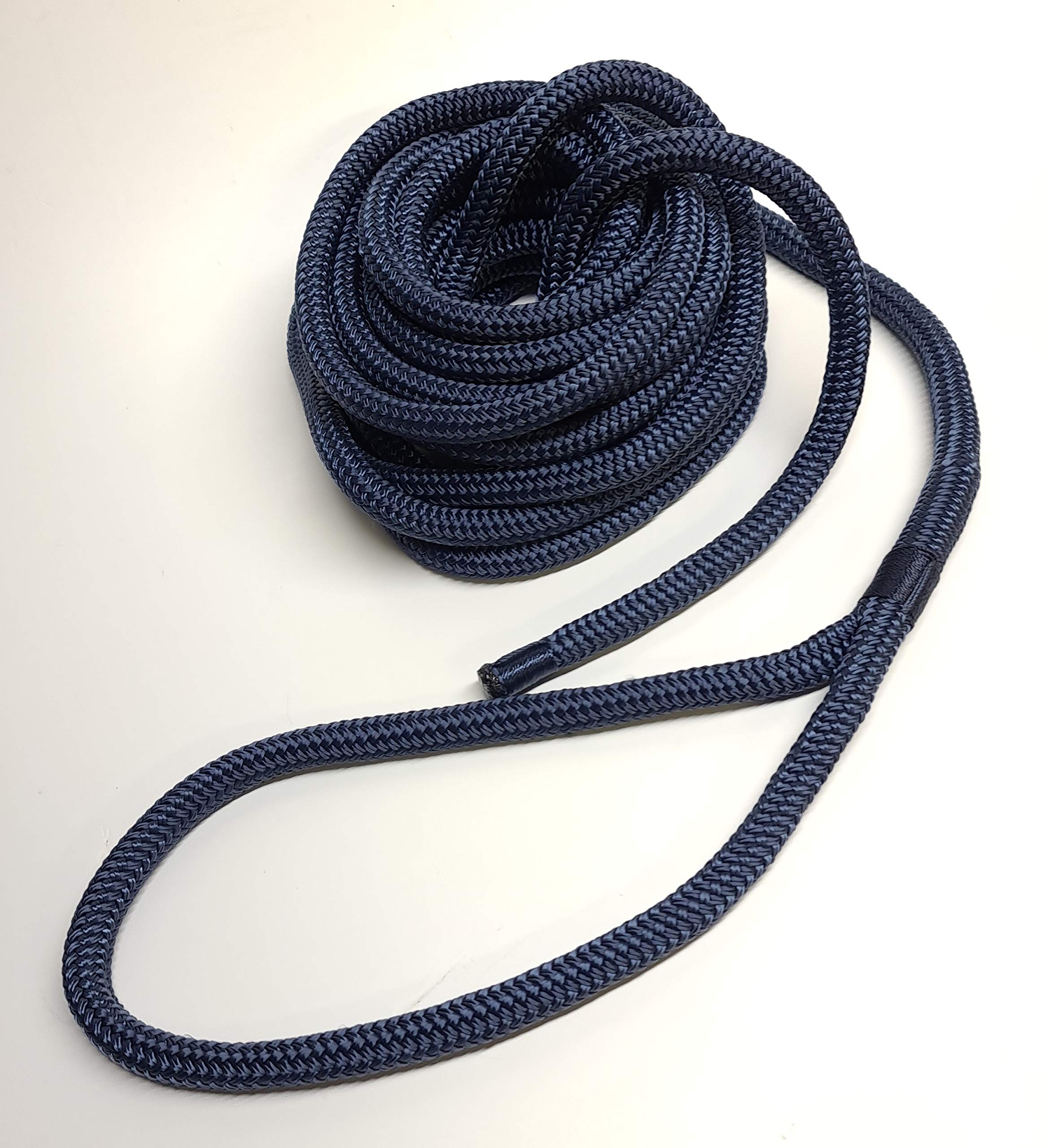 Dockline Double Braid Polyester Marine boat Mooring rope Spliced Dock Line Warps READY TO USE (Navy Blue, 14mm 10mt)