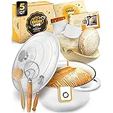CRUSTLOVE Dutch Oven for Bread Baking - incl. Sourdough Bread-Baking Supplies like Banneton Bread-Proofing Basket - 5QT Enameled Cast Iron Bread-Oven with Lid, Baking Pan, Scoring Tool Lame