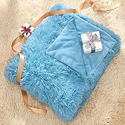 GONAAP Fuzzy Faux Fur Throw Blanket Sky Blue Super