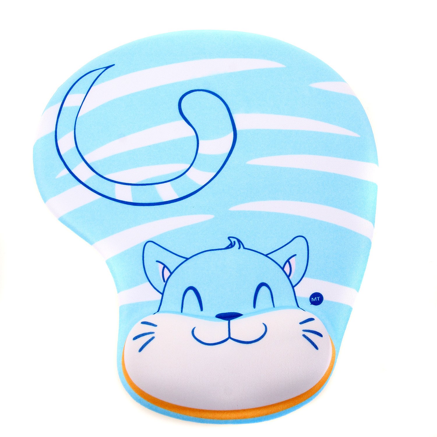 TUKA Mouse Pad with Designed Cute Cartoon Animals, Anti-Fatigue Mice Pad with Comfortable Gel filled Wrist Rest Gel Support, Ergonimic Mouse Mat Wrist Support Pad, TKC5100 bluecat