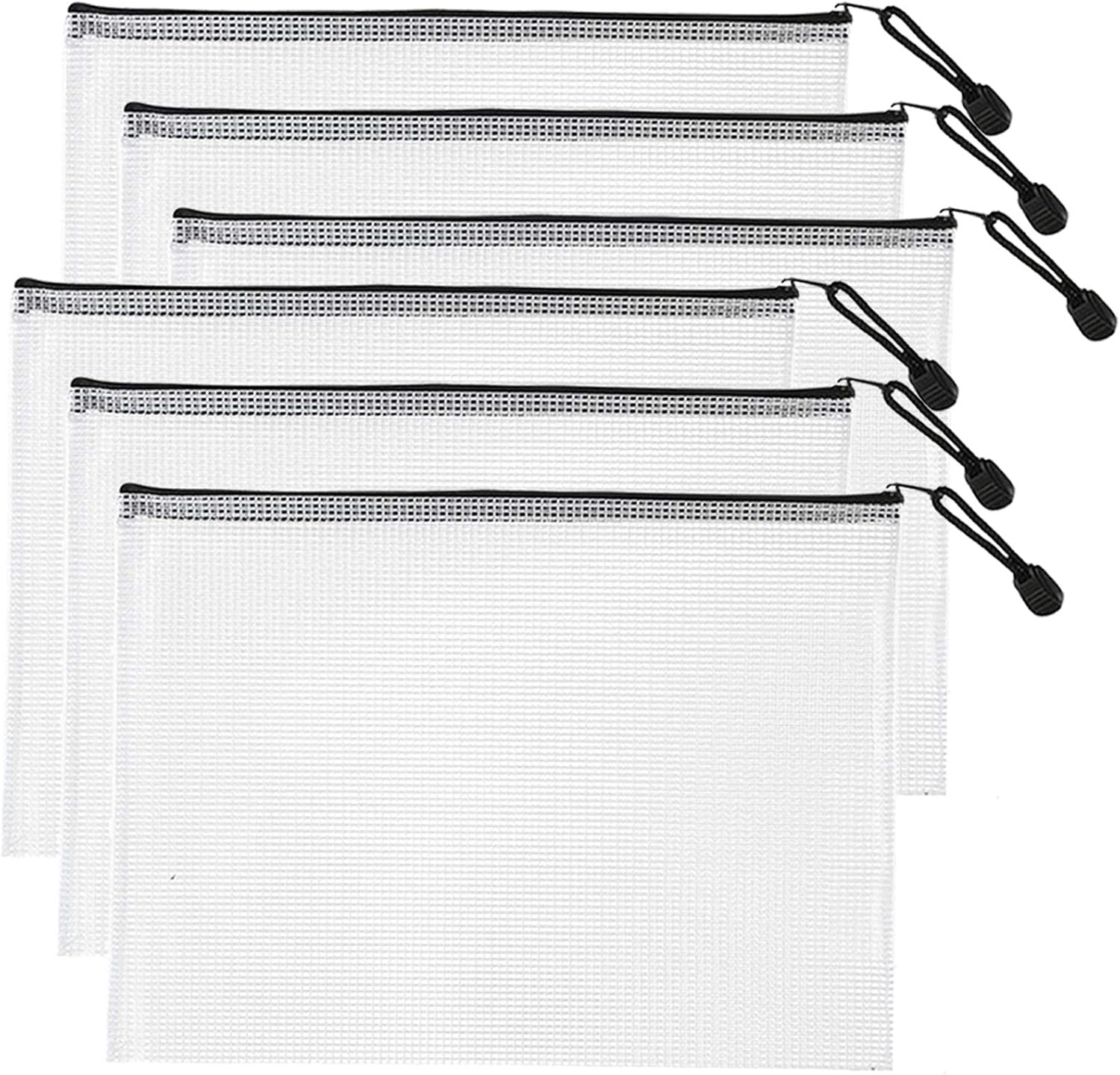 SUNEE Plastic Mesh Zipper Pouch 9x13 in Black Water