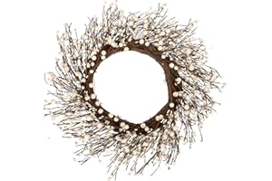 JINGHONG White Berry Wreath 22 Inch Winter Wreath Cream Winter Wreaths for Front Door with Round Berry for Porch Wall Winter Holidays Christmas Celebration