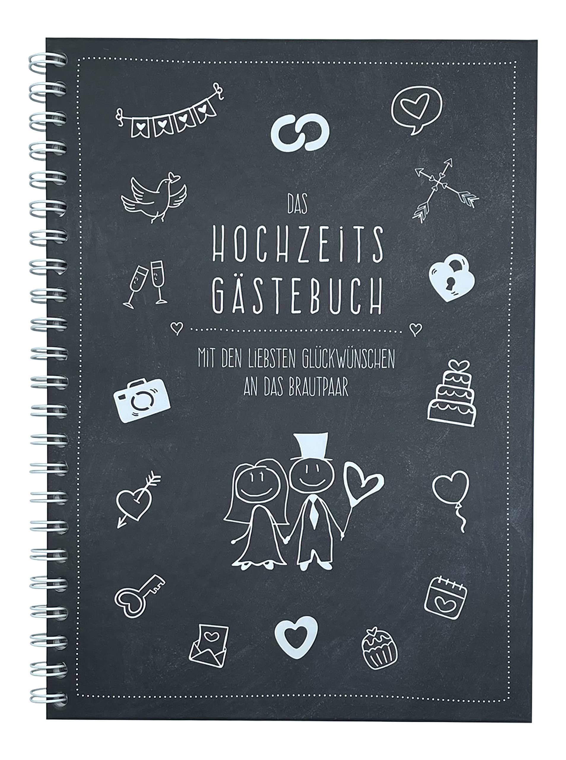 KOCHDIALOG XXL Wedding Guest Book - Modern Art - Guest Book for Wedding Designed Inner for Free Filling, Durable Hard Cover Wedding Guest Book Wedding Book with 84 Pages for 75+ Guests