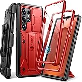 TONGATE for Samsung Galaxy S25 Ultra Case, [Built-in Slide Camera Cover & Screen Protector] [2 Front Frames] Full-Body Heavy Duty Shockproof S25 Ultra Phone Case with Stand & Belt Clip Holster, Red | Screen Protector, 2 Front Frames, Full-Body, Heavy Duty, Shockproof