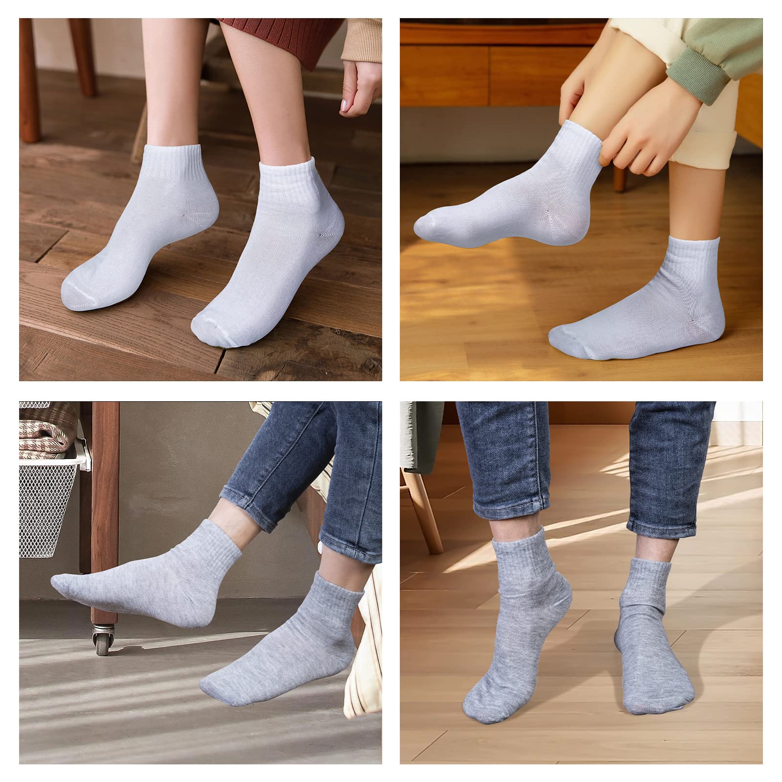 Sophproton 120 Pairs Men's Quarter Ankle Moisture Socks - Athletic, Casual Sports Socks - Bulk Pack for Men, Women & Homeless