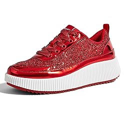 LUCKY STEP Women's Platform Sneakers Rhinestone