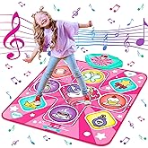 Kusntin Unicorn Dance Mat, Dance Mixer Rhythm Step Play Mat, Pink Dance Pad with LED Lights, Adjustable Volume, Built-in Music, 5 Game Modes, Xmas B-Day Gifts for 3-12 Years Old Girls Toys