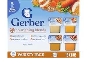 Gerber Stage 2 Baby Food, Nourishing Blends Tubs, Baby Puree, Variety Pack, 32PK