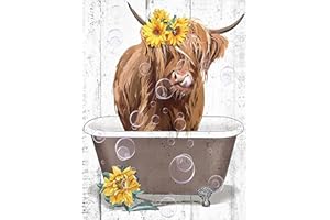xackcme Highland Cow Diamond Painting Kits-Cow Diamond Art for Adults,Gem Art Kits Cow for Gift Home Wall Decor(12x16inch)