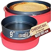 Springform Pan 9 Inch NONSTICK - Cheesecake Pan with Silicone Sleeve – NO LEAKS in Water Bath - No Foil Wrap Needed - Easy Cake Release – Sturdy Build - Heavy-Gauge Carbon Steel 0.4 mm