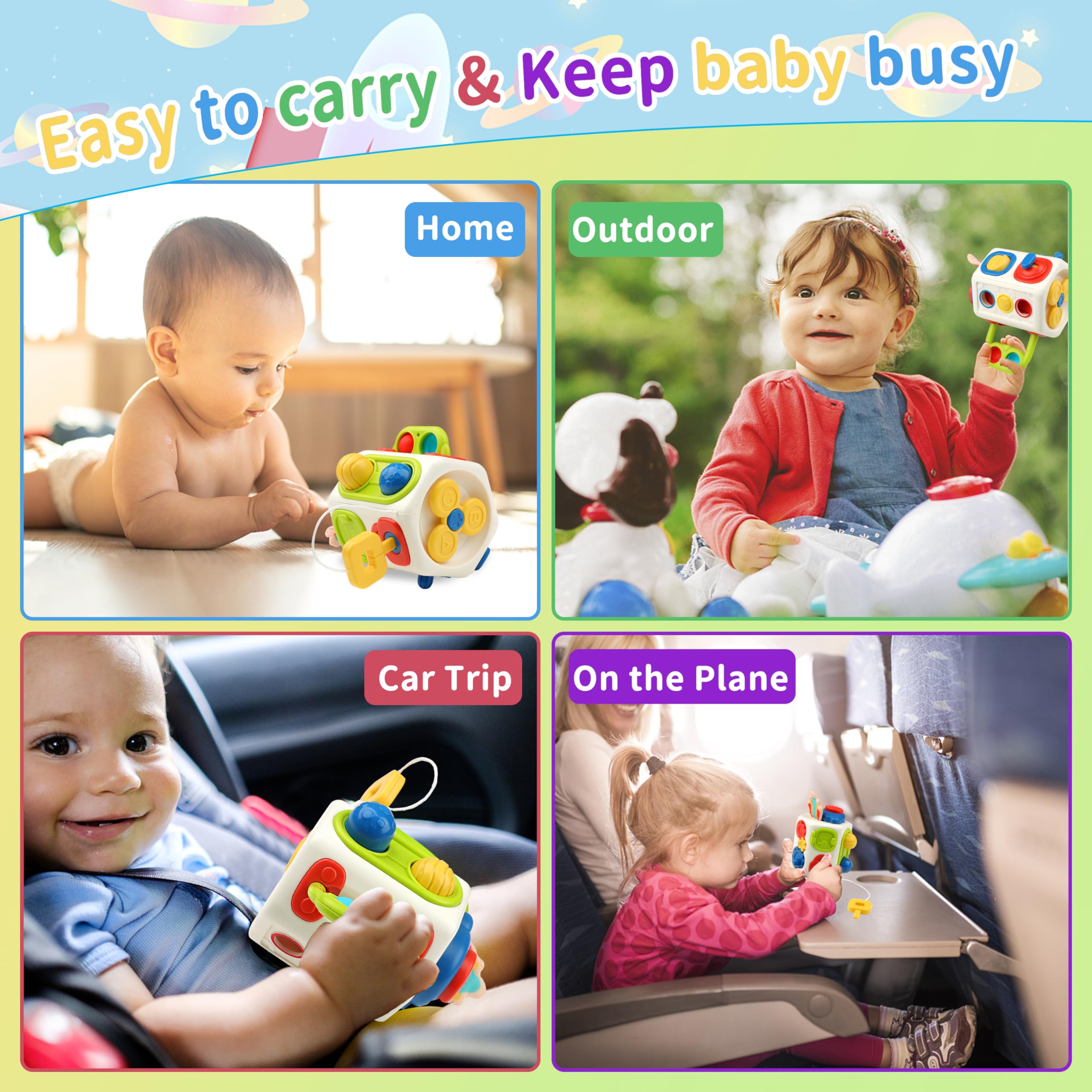 9 in 1 Busy Cube Baby & Toddler Toys, Montessori Sensory Toys for