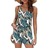 MISFAY Womens Summer Loose V Neck Spaghetti Strap Short Jumpsuit Rompers 2026