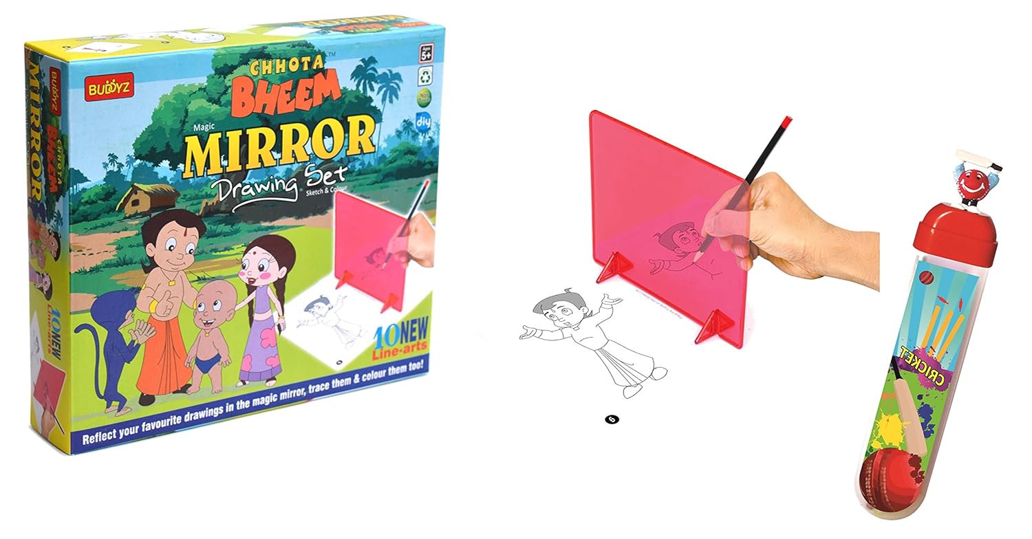 Buy Chhota Bheem Mirror Drawing And Figurine Fun Box Cricket