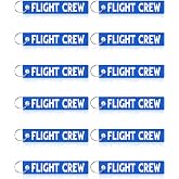 Junkin 12 Pcs Flight Crew Keychain Airplane Aviation Keychain Flight Crew Luggage Tags Embroidered Key Ring