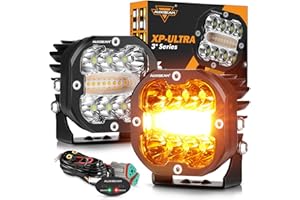 Auxbeam 3 Inch 96W Amber White LED Light Pods XP-Ultra Series 6 Modes Dual Color Fog Light Cube Spot Flood Combo Strobe Lights Driving Offroad Ditch Lights for Truck Jeep, Pair