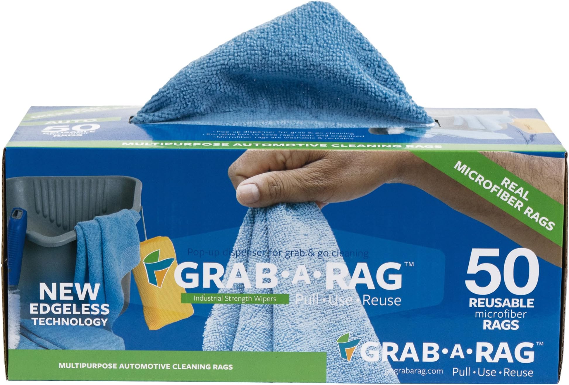 Grab a Rag R-004004 Blue 12x12 Microfiber Auto Towel, 50 Pack[Amazon-developed Certification] Compact by Design