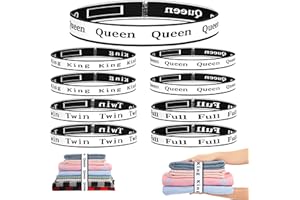 wuher 8Pcs Bed Sheet Organizer Bands Sheets Labels for Elastic Bedding Linen Closet Storage Foldable Sheet Set Organizer Sheet Keeper Band(Queen,King,Full,Twin)