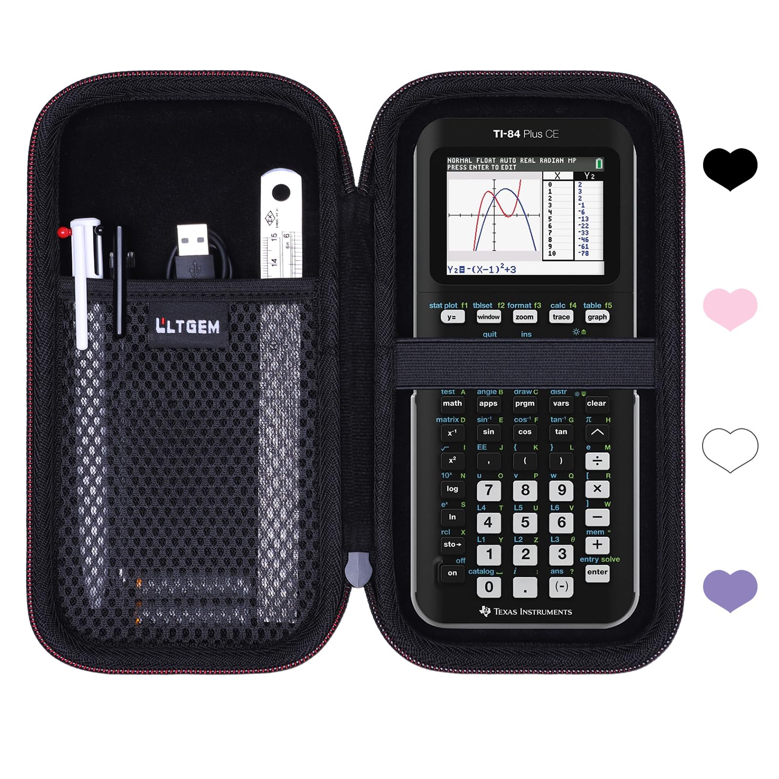 Photo 1 of Hard Case Compatible with Texas Instruments TI-84 Plus CE/TI-84 Plus/TI-Nspire CX II CAS/TI-Nspire CX II/TI-83 Plus/TI-85 /TI-86 /TI30xs /TI36X Pro/TI 34 Color Graphing Calculator (Black)