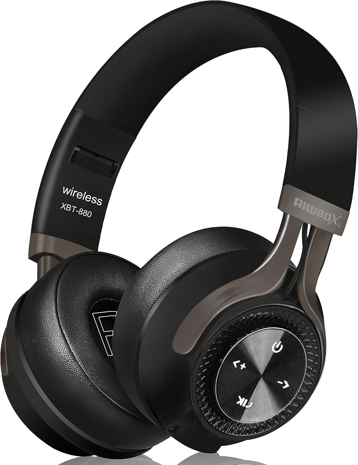 Bluetooth Headphones, Riwbox XBT-880 Wireless Bluetooth Headphones Over Ear with Microphone and Volume Control Wireless and Wired Foldable Headset for iPhone/iPad/PC/Cell Phones/TV (Black&Grey)