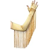 BABEYOND Vintage Long Opera Pageant Gloves - 1920s Fringe Fingerless Elbow Gloves for Costume Party Wedding