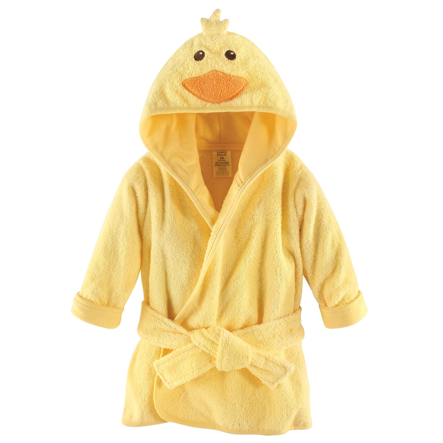 Luvable Friends Unisex Baby Cotton Animal Face Bathrobe, Bear, One Size : Baby