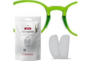 Setex Gecko Grip Ultra-Thin 0.6mm Anti-Slip Nose Pads for Eyeglasses (5 Clear Pair), USA Made, Micro-Structured Fibers, 0.6mm