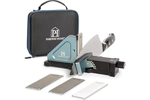 PARKWAY HOME ORIGINAL ADJUSTABLE ROLLING KNIFE SHARPENER KIT: Adjustable Height, 10° to 40° for 30 Angle Options, Removeable Diamond Plates with Travel Case - Kitchen Knife Sharpener