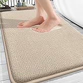 OLANLY Thick Memory Foam Bath Mat Rug 30x20, Extra Soft Absorbent Bathroom Rug, Quick Dry Bath Mats, Non-Slip, Machine Washable Carpet for Bathroom, Tub and Shower, Home Decor Accessories, Beige