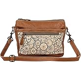 Myra Bag Peach n' Bleach Upcycled Canvas & Leather Crossbody Bag S-1569