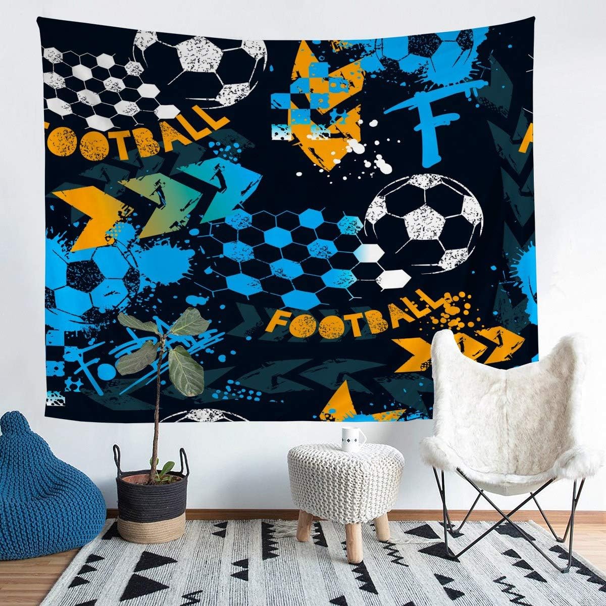 Tapiz de fútbol deportivo para colgar en la pared, diseño de pelota de