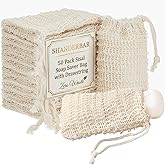 50 Pack Sisal Soap Saver Bag with Drawstring, Natural Cotton-Linen Exfoliating Net Pouch for Foaming and Drying, Travel Bar Soaps Mesh Bags Soap Savers for Bath and Shower Use