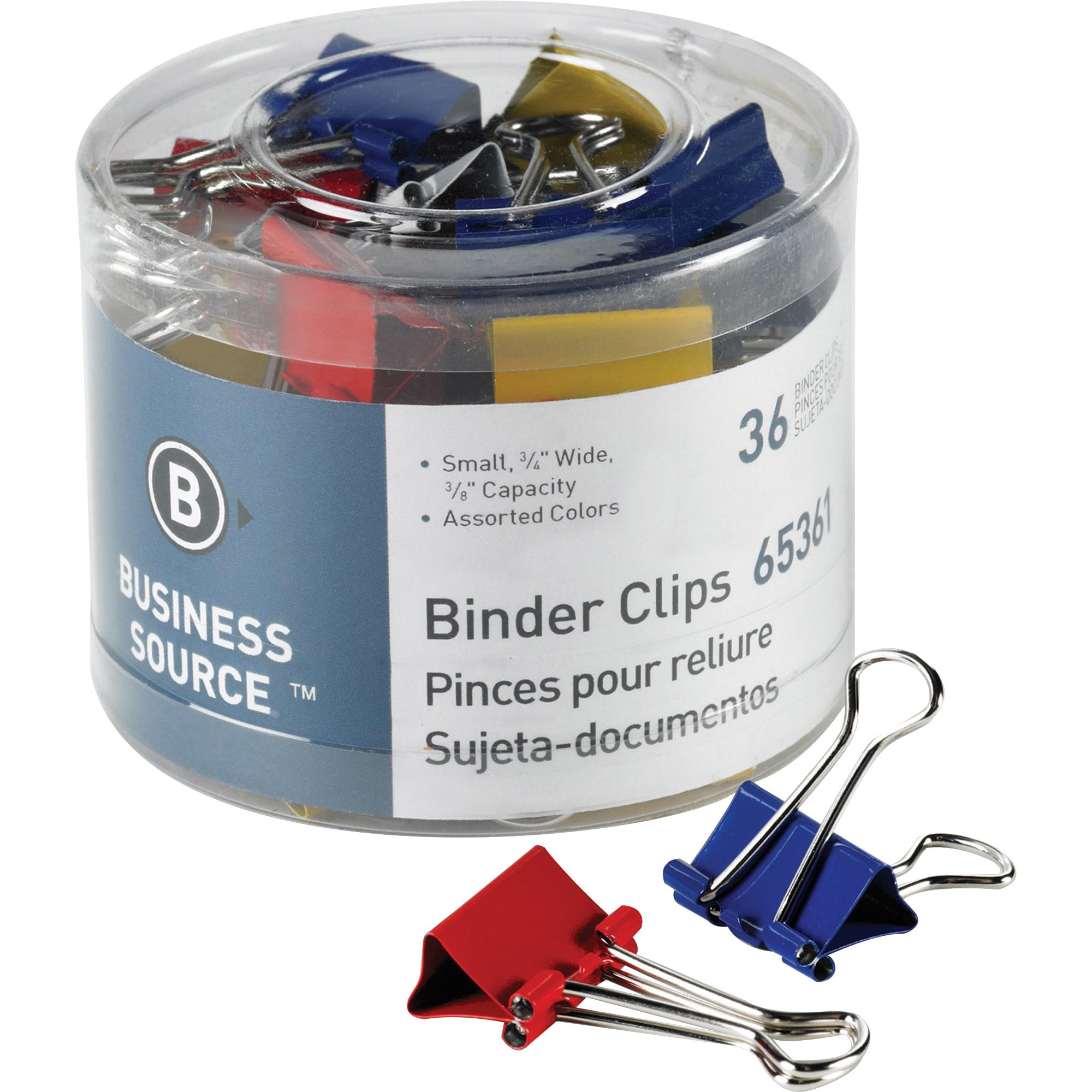 Business Source Small Binder Clips- Pack of 36 - Assorted Colors (65361)