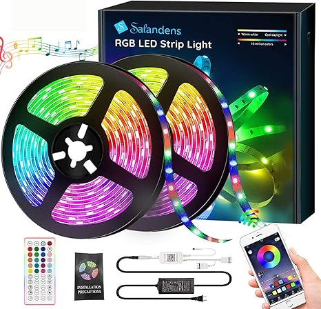10m tira led de bluetooth salandens 5050 32 8 ft 10 meter 300 luz led rgbw tira de luces led con bluetooth con control remoto de 44 botones para