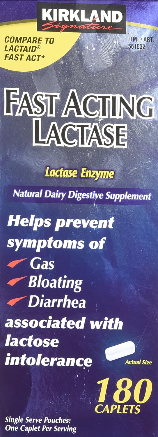 Kirkland Signature Fast Acting Lactase - 180 Caplets: Health & Personal Care