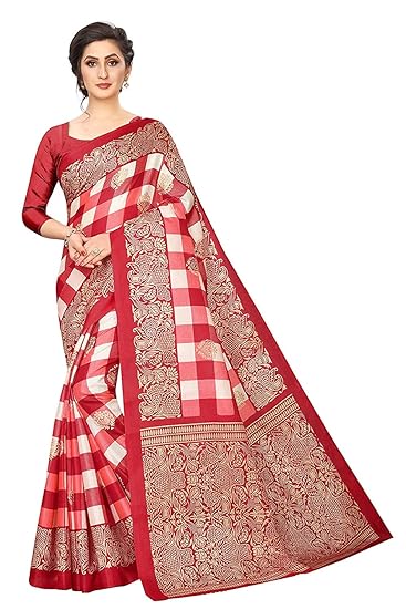 Cotton Saree with Blouse Piece (YNF-RED_Red_Free Size)