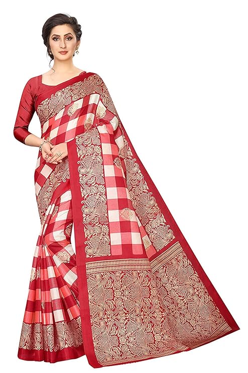 Cotton Saree with Blouse Piece (YNF-RED_Red_Free Size)