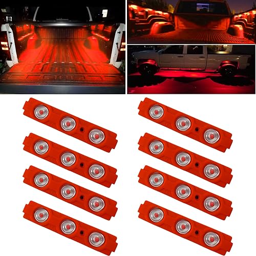8-Piece Waterproof LED Bed Light Kit For Pickup Trucks – 24 LEDs, White, IP67